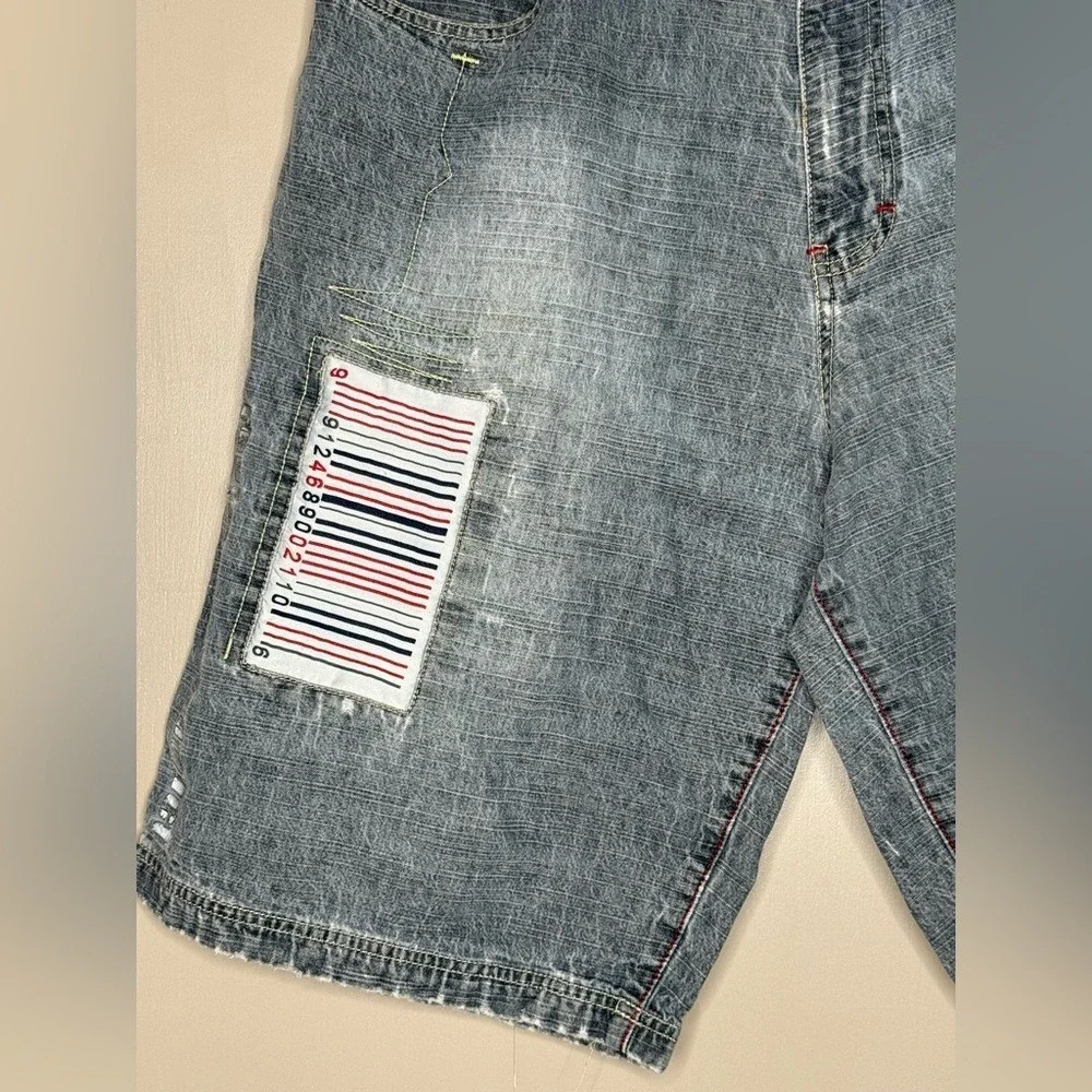 Vintage Paco Jeans Y2K Baggy Denim Jorts Embroidered Streetwear 32 Waist